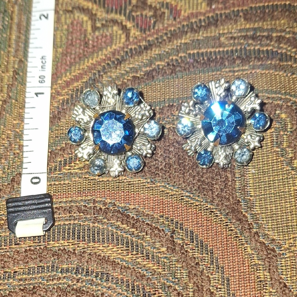 Elegant Silver and Blue Crystal Earrings